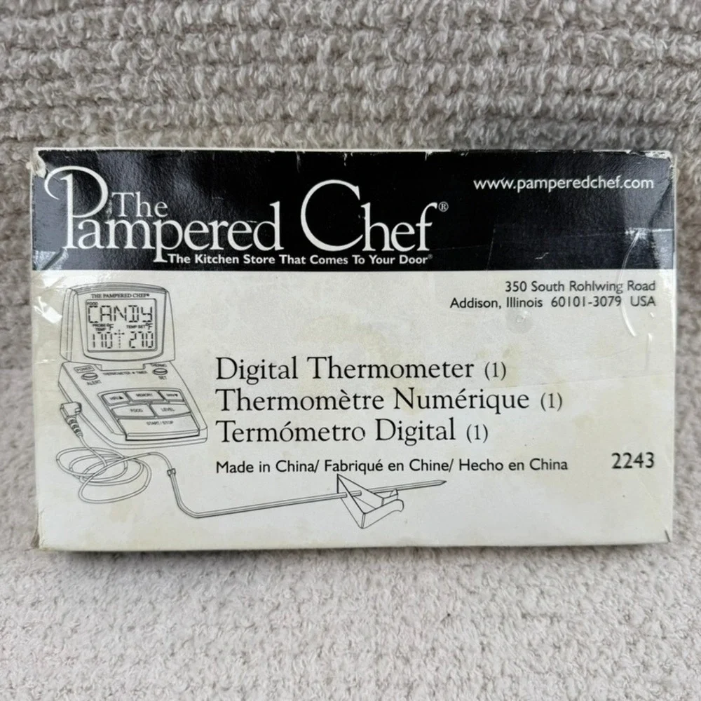 Pampered Chef Digital Thermometer Timer 2243 White Wired Probe Candy Meat
